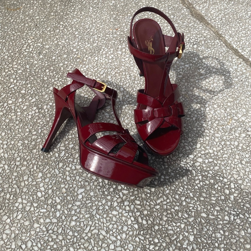 YSL Amarena Tribute Patent Leather Sandals